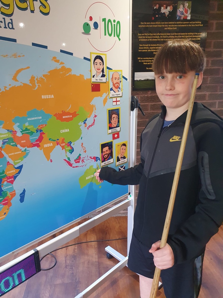 A junior finding a player on the Snooker Players from across the world map