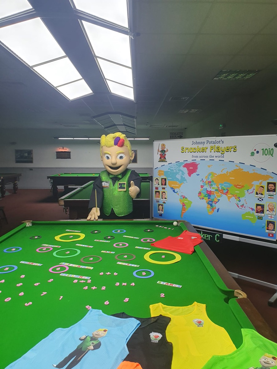The maths table set up in front of the ACE learning board