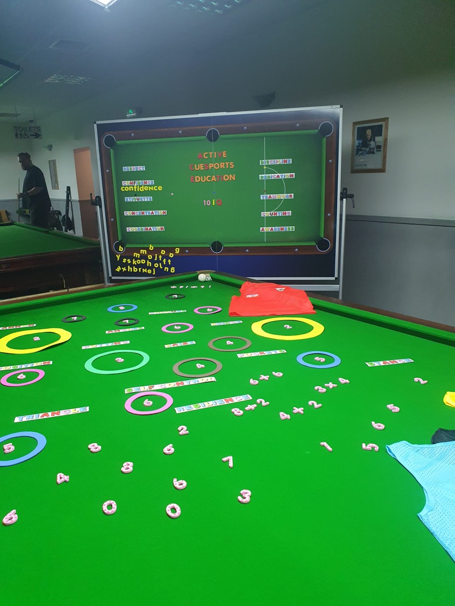 The maths table set up in front of the ACE learning board